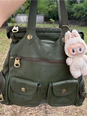 Marc Jacobs Vintage Olive Green Leather Shoulder Bag with Gold Hardware